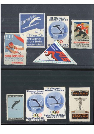 Stamp of Olympics » Collections & Miscellaneous Lots SKIING: 1930-50, Group of 9 vignettes from Skiing World Championships