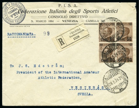 1924 FISA (Italian Ski Federation) printed envelope