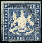 1851-83, Used collection on 2 printed album pages incl. the first six issues to 18kr and 1873 70kr