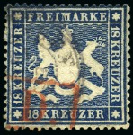 1851-83, Used collection on 2 printed album pages incl. the first six issues to 18kr and 1873 70kr