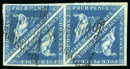 1853 4d Deep Blue on deeply blued paper in block of 4
