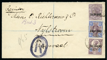 Stamp of South Africa » Zululand 1896 "Nylstrom" cover with 1888-93 9d and 5d and 1893 6d