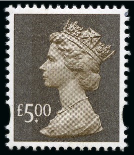 Stamp of Great Britain » Queen Elizabeth II 1999 £5 in UNISSUED COLOUR using brown iriodin ink