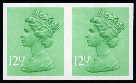 Stamp of Great Britain » Queen Elizabeth II 1982 12 1/2p Light Emerald, 1 centre band, in imperf. horizontal pair