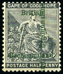 Stamp of Bechuanaland » British Bechuanaland 1888 (Dec) 1/2d Grey-Black with double overprint with one vertical and "British" omitted