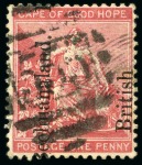 1891 1d Carmine-Red (reading upwards) with "BECHUANALAND. / BRITISH" transposed overprint used