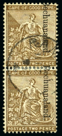 1893-95 2d Bistre (reading downwards) with "BRITISH" omitted, two examples in re-joined vertical pair used