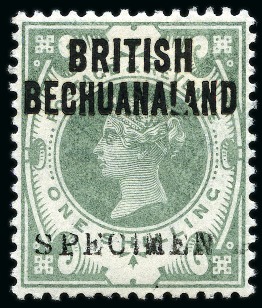 1891-1904 1d to 1s SPECIMEN (type GB9) set of 5