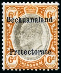 1910 Postal Fiscal 6d Black & Orange-Brown, three mint