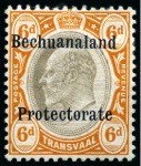 1910 Postal Fiscal 6d Black & Orange-Brown, three mint