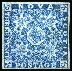 1851-60 3d Bright blue, four good margins and large