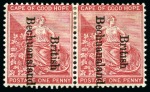 1893-95 1d & 2d (reading downwards) collection written up on 12 pages with specialisation in overprint varieties