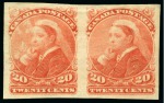 1893 20c Vermilion and 50c prussian blue in mint imperf.
