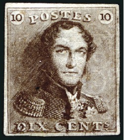 Stamp of Belgium » Belgique. 1849 Epaulettes - Émission 10c Brun, position 153 de la planche, avec variété
