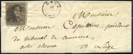Stamp of Belgium » Belgique. 1849 Epaulettes - Émission 10c Brun, trois grande marges (éclat de gravure en