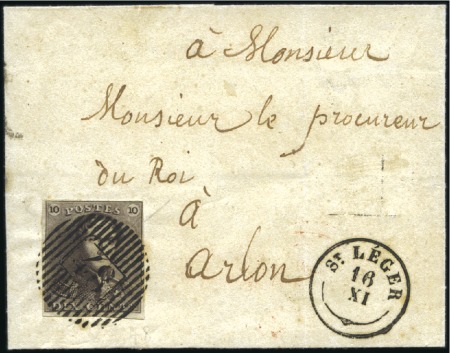 Stamp of Belgium » Belgique. 1849 Epaulettes - Émission 10c Brun, bien à très bien margé, oblitération trè