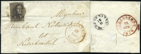 10c Brun-gris, 1/4 du timbre manquant, oblitératio