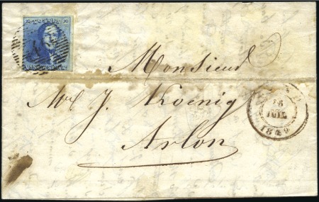 Stamp of Belgium » Belgique. 1849 Epaulettes - Émission 20c Bleu, bien à très bien margé, oblitération de 