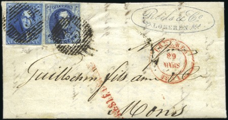 Stamp of Belgium » 1849 Epaulettes - Affranchissements mixtes, composés, etc. AFFRANCHISSEMENT MIXTE DE MÊMES VALEURS

20c Ble