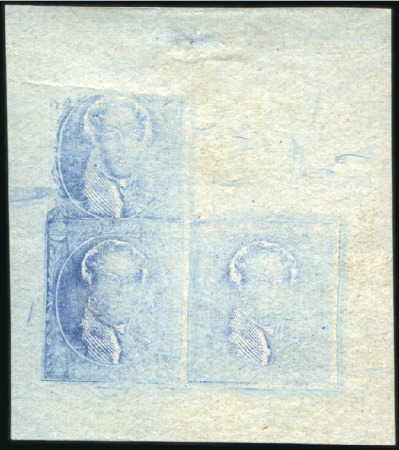 Stamp of Belgium » Belgique. 1849 Médaillons (filigrane encadré) - La Genèse - Épreuves Robinson : Épreuve mal venue sur papier blanc verg