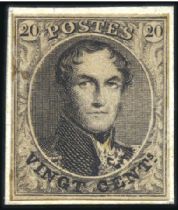 Stamp of Belgium » Belgique. 1849 Médaillons (filigrane encadré) - La Genèse - Épreuves Épreuve de la planche: 20 centimes, lot comprenant