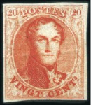 Stamp of Belgium » Belgique. 1849 Médaillons (filigrane encadré) - La Genèse - Épreuves Épreuve de la planche: 20 centimes, lot comprenant