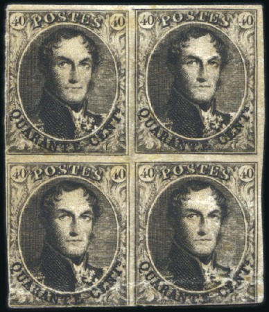 Stamp of Belgium » Belgique. 1849 Médaillons (filigrane encadré) - La Genèse - Épreuves Épreuve de la planche: 40 centimes en noir sur pap