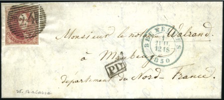 Stamp of Belgium » Belgique. 1849 Médaillons (filigrane encadré) - Émission 40c Carmin, très bien margé, oblitération de la pe