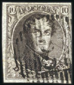 Stamp of Belgium » Belgique. 1849 Médaillons (filigrane encadré) - Émission 10c Brun, variété "doubles chiffres" parfaitement