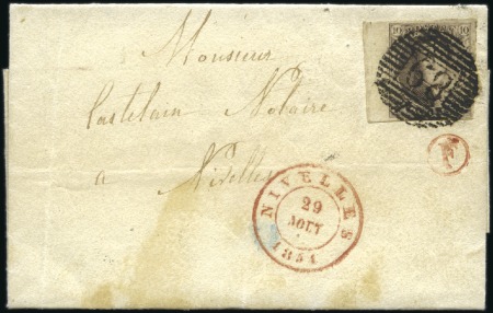 Stamp of Belgium » Belgique. 1851 Médaillons (filigrane sans cadre) - Émission 10c Brun, très largement margé avec bord de feuill