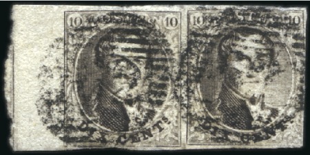 10c Brun-gris, paire horizontale avec interpanneau