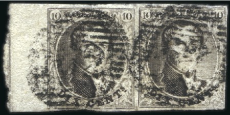 Stamp of Belgium » Belgique. 1851 Médaillons (filigrane sans cadre) - Émission 10c Brun-gris, paire horizontale avec interpanneau