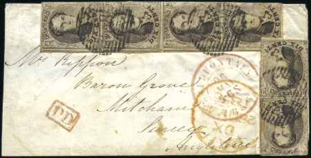 Stamp of Belgium » Belgique. 1851 Médaillons (filigrane sans cadre) - Émission 10c Brun, paire et bande de quatre verticale touch