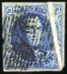 20c Bleu, VARIÉTÉS:  Lot de six exemplaires montra