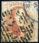 Stamp of Belgium » Belgique. 1851 Médaillons (filigrane sans cadre) - Oblitérations Lot de quatre 40c carmin avec oblitérations divers