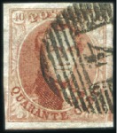 Stamp of Belgium » Belgique. 1851 Médaillons (filigrane sans cadre) - Émission 40c Carmin: Petite étude sur les nuances comprenan