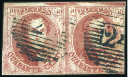 Stamp of Belgium » Belgique. 1851 Médaillons (filigrane sans cadre) - Émission 40c Carmin, variété "CLOU", position 137 de la pla