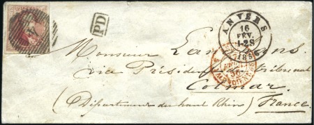 Stamp of Belgium » Belgique. 1851 Médaillons (filigrane sans cadre) - Émission 40c Carmin, grandes marges, oblitération de la per
