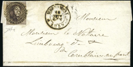 Stamp of Belgium » Belgique. 1858 Médaillons arrondis - Émission 10c Brun, bien margé, oblitération centrale de la
