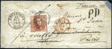 Stamp of Belgium » Belgique. 1858 Médaillons arrondis - Émission 40c Vermillon, effleuré en haut sinon très largeme