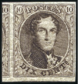 Stamp of Belgium » Belgique. 1861 Médaillons allongés - Émission 10c Brun, très largement margé avec fragments de d