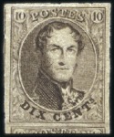 Stamp of Belgium » Belgique. 1861 Médaillons allongés - Émission 10c Brun, petit ensemble de quatre timbres neufs m