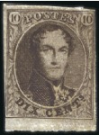 Stamp of Belgium » Belgique. 1861 Médaillons allongés - Émission 10c Brun, petit ensemble de quatre timbres neufs m