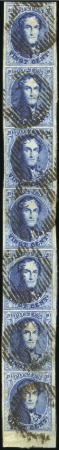 Stamp of Belgium » Belgique. 1861 Médaillons allongés - Émission BANDE VERTICALE DE SEPT

20c Bleu, bande vertica