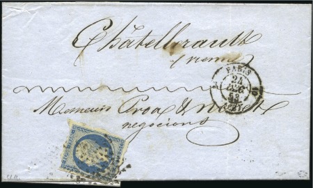 Stamp of France 1852 25c Présidence avec rarissime prédécoupage pr