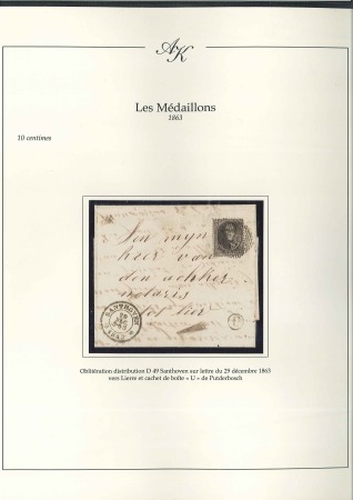 Stamp of Belgium » Belgique. 1863 Médaillons dentelés 12 1/2 : 13 1/2 10c Brun foncé, petit ensemble de cinq lettres sup