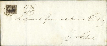 Stamp of Belgium » Belgique. 1863 Médaillons dentelés 12 1/2 : 13 1/2 10c Brun-foncé, oblitération anormale à date doubl