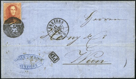Stamp of Belgium » Belgique. 1863 Médaillons dentelés 12 1/2 : 13 1/2 40c Carmin-rose, superbement oblitéré par cachet à