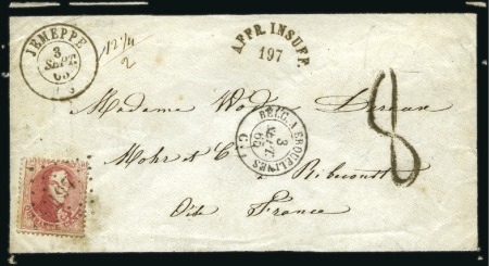 Stamp of Belgium » Belgique. 1863 Médaillons dentelés 14 1/2 40c Carmin-rose, oblitération losange de points 19