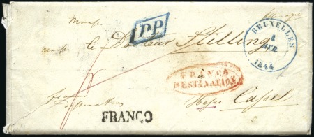 Stamp of Belgium » Belgique. Histoire Postale 1844 (1.4.) Enveloppe de Bruxelles pour Cassel, ca